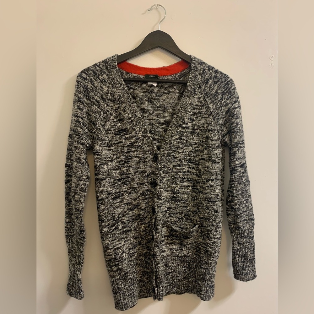 J. CREW Black Marled Cardigan Sweater Knitwear